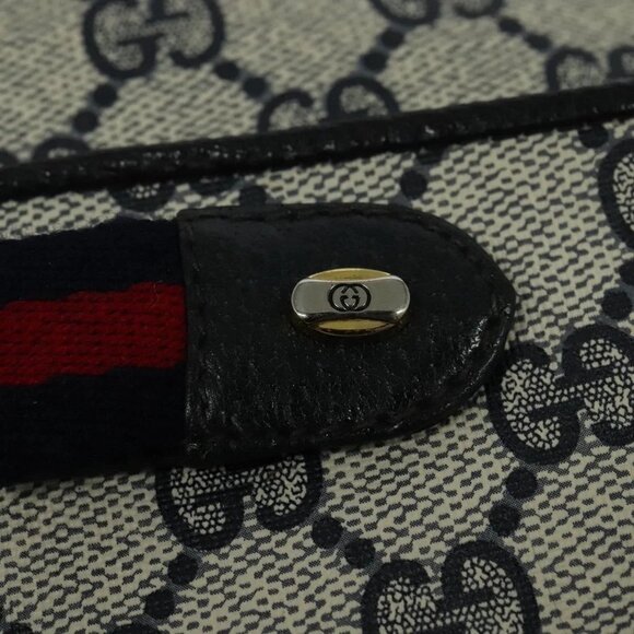 GUCCI GG Supreme Sherry Line Shoulder Bag PVC Navy Gold - Picture 9 of 15